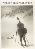 Nobody Understands Me Cello Bass Swiss Ski Slopes Busker Postcard