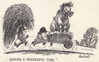 Norman Thelwell Pony Horse Camp Wheelbarrow Transport Postcard