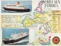 North Sea Ferries Hull Zeeburgge Norway Map Giant Rare Postcard