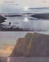 Norway Midnattsol Sunset 2x Antique Postcard