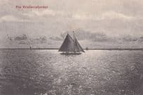 Norway Sailing Boat Ship at Fra Kristiania Fjord Antique Postcard