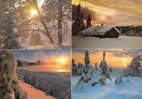 Norway Sunset 4x Stunning Shimmer Shine Postcard s