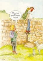 Nosey Parker Peeping Tom Groin Caught On Fence Comic Humour Postcard