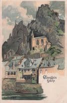 Oberstein Lake Hills German Oilette Painting Old Postcard