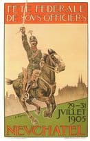 Officers Fete Federale Military 1905 Nevchatel Switzerland Poster Postcard