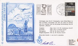 Operation Manna 1985 Holland WW2 Food Drops Hand Signed Military FDC