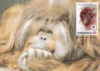 Orangutan Ape WWF Indonesia Stamp Limited FDC Postcard