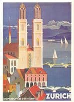Otto Baumberger Plakat Fur Verkehrsverein Zurich Swiss Poster Postcard