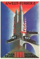 Otto Morach Plakat Der Zurich Taxi Switzerland 1923 Plakat Postcard