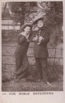 Our Noble Defenders Lazy Military Uniform Officers Real Photo Antique Postcard