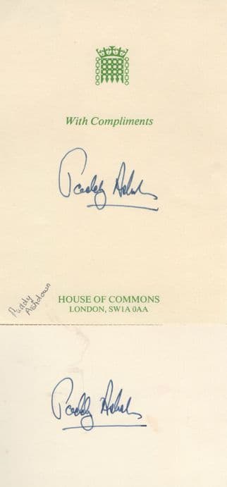 Paddy Ashdown Politics House Of Commons 2x Hand Signed Autograph