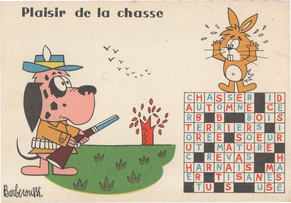 Park Ranger Shooting Hunting Rabbit French Crossword Postcard