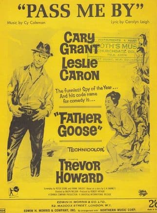 Pass Me By Cary Grant 1960s Sheet Music