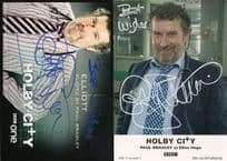 Paul Bradley Holby City 2x Hand Signed Cast Card Photo s