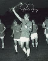 Paul Reaney Leeds United FC Lifting Cup 10x8 Hand Signed Photo