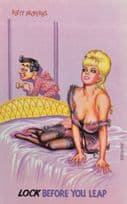 Peeping Tom Peeking Keyhole Nose Parker 1950s Comic Postcard