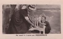 Peeping Tom Shoe Fetish Antique Real Photo Postcard