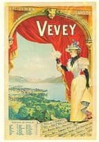 Pension Hotels De Vevey 1897 Mousa Pension Switzerland Advertising Poster Postcard