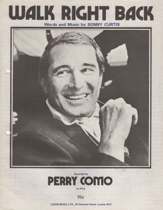 Perry Como Walk Right Back 1970s Sheet Music