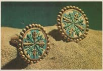 Peru Gold Turquoise Old Ceremonial Earplugs 400AD Mochica Postcard