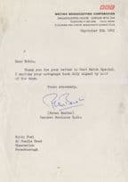 Peter Baxter Cricket Sports Presenter Hand Signed BBC Letter
