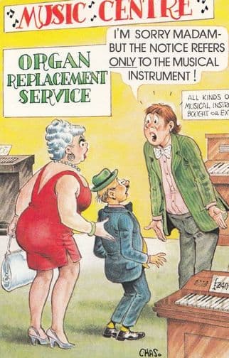 Piano Organ Shop Comic Humour Postcard