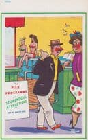 Pier Attractions Lady Big Bum Flirting Seaside Vintage Old Comic Humour Postcard