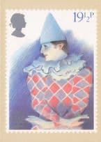 Pierrot Circus Clown Harlequin Royal Mail 1982 Stamp Ltd Postcard