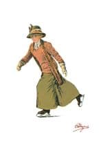 Pink Fashion Mature Elderly Lady Ice Skating Carlo Pellegrini Postcard