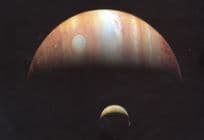 Planet Jupiter's IO Moon Volcanic Eruptions Clouds New Horizons Postcard