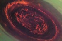 Planet Saturn North Pole Cassini Infrared Clouds Photo Postcard