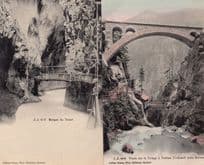 Ponts Sur Le Triege Gorges De Trient Switzerland 2x Antique Postcard s