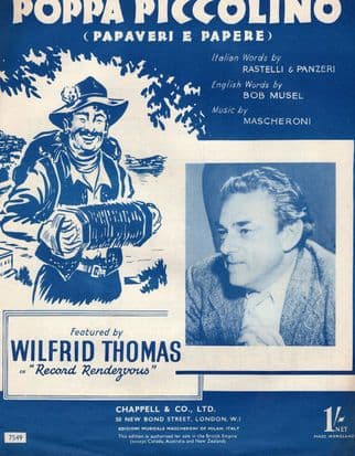 Poppa Piccolino Rare Wilfrid Thomas Cover 1950s Sheet Music