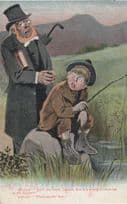 Priest Catches A Boy Fishing On Sunday Angling Comic Old Postcard