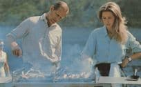 Princess Anne Cooking Sausages & Burgers BBQ Royal Postcard