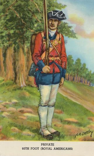 Private 60th Foot Royal Americans Soldier Uniform Postcard