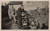 Proud Motorcycle Bike Riders in Back Garden Antique Real Photo Postcard