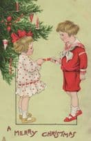 Pulling A Christmas Cracker Tucks Antique Postcard