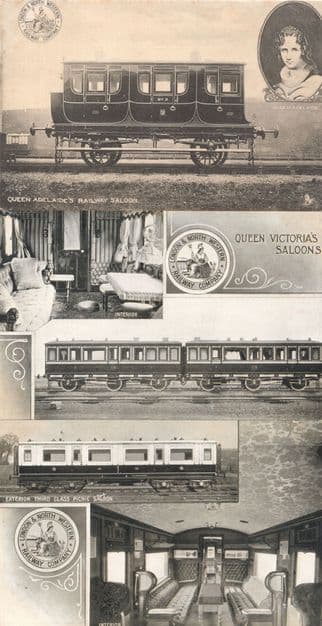Queen Adelaide Victoria Railway Saloon LSWR 3x Old London Train Postcard s