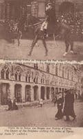 Queen Of Belgium Visiting Ypres Ruins Bomb Damage WW1 Postcard + King Albert
