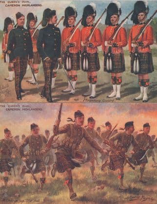Queens Own Cameron Highlanders Lance Corporal Tucks 2x Old Postcard
