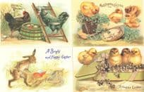 Rabbit Farming Baby Chicks Happy Easter 4x Postcard s