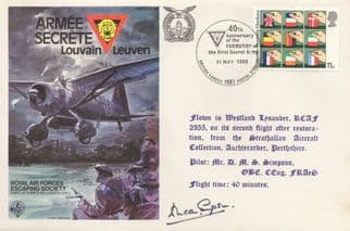 RAF Escaping Society Leuven Louvain Armee Secrete Hand Signed Pilot Military FDC