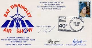 RAF Finningley Air Show 1980 Captain Pilot 2x Military Hand Signed Flown FDC