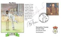Raj Maru Hampshire Cricket Club DOUBLE Hand Signed 1998 FDC