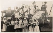 Reading Red Cross Nurse Fete Carnival Military Men as Women RPC Old Postcard