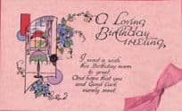 Real Pink Ribbon A Loving Birthday Wish Black Cat Old PB Postcard