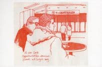 Red Cold Lines Stockholm Sweden Swedish Sketch Painting Postcard