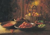 Redcurrant Currants Gooseberries Strawberries Raspberry Still Life Food Postcard