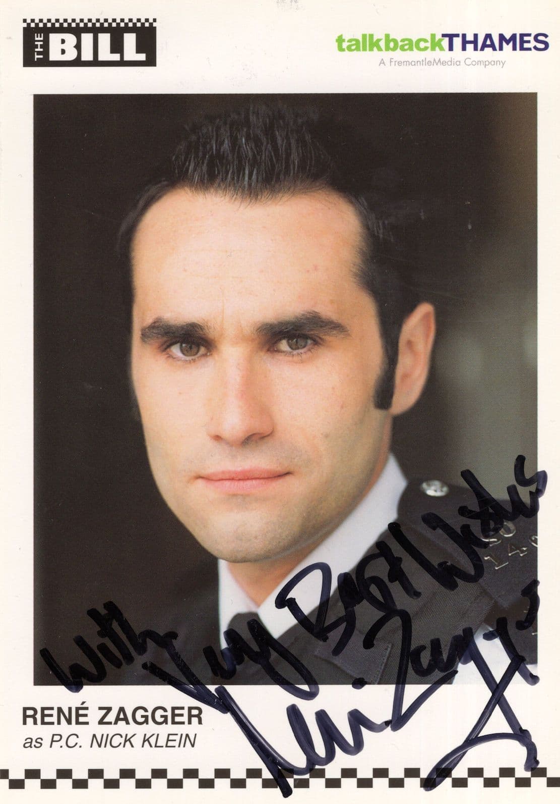 George Zagger Rene Zagger as PC Nick Klein in The Bill RARE ITV Hand Signed Cast Card ...